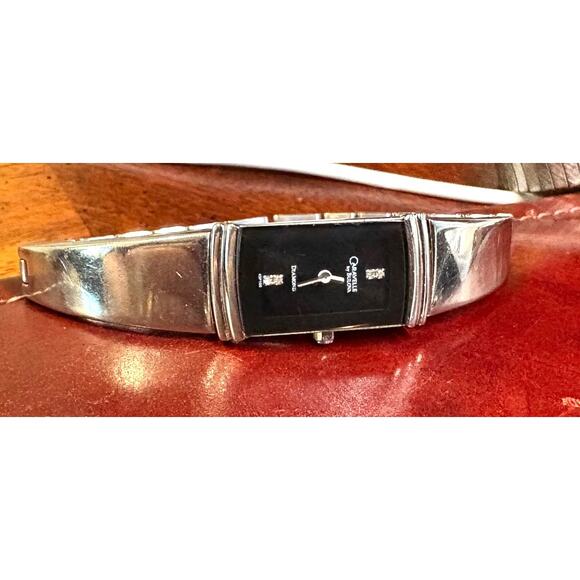 Women's Stainless Steel Caravelle By Bulova Diamond Series Watch, Black Face, Di - Picture 2 of 6